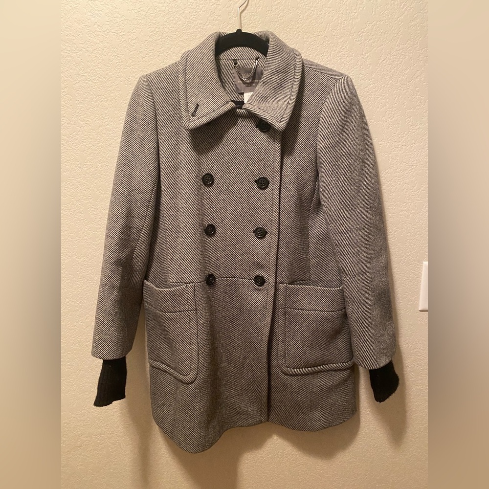 J. Crew Nello Gori Wool Stadium Cloth Black White Peacoat Winter Coat Jacket 8